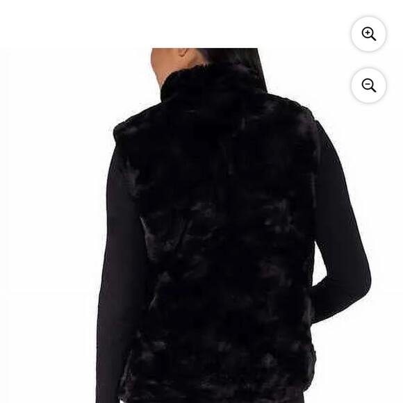 NICOLE MILLER ORIGINAL Womens Vest Medium Reversible Faux Fur Black Minimalist - Picture 12 of 12